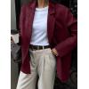 imagechouyatou Womens Business Casual Wool Coat Button Down Suit Top Notch Lapel Dressy Blazer Jacket CoatBurgundy
