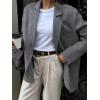 imagechouyatou Womens Business Casual Wool Coat Button Down Suit Top Notch Lapel Dressy Blazer Jacket CoatGrey
