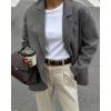 imagechouyatou Womens Business Casual Wool Coat Button Down Suit Top Notch Lapel Dressy Blazer Jacket CoatGrey