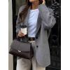 imagechouyatou Womens Business Casual Wool Coat Button Down Suit Top Notch Lapel Dressy Blazer Jacket CoatGrey