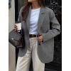 imagechouyatou Womens Business Casual Wool Coat Button Down Suit Top Notch Lapel Dressy Blazer Jacket CoatGrey