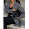 imagechouyatou Womens Business Casual Wool Coat Button Down Suit Top Notch Lapel Dressy Blazer Jacket CoatGrey