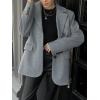 imagechouyatou Womens Business Casual Wool Coat Button Down Suit Top Notch Lapel Dressy Blazer Jacket CoatGrey
