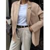 imagechouyatou Womens Business Casual Wool Coat Button Down Suit Top Notch Lapel Dressy Blazer Jacket CoatKhaki