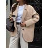 imagechouyatou Womens Business Casual Wool Coat Button Down Suit Top Notch Lapel Dressy Blazer Jacket CoatKhaki