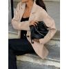 imagechouyatou Womens Business Casual Wool Coat Button Down Suit Top Notch Lapel Dressy Blazer Jacket CoatKhaki