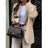 imagechouyatou Womens Business Casual Wool Coat Button Down Suit Top Notch Lapel Dressy Blazer Jacket CoatKhaki