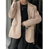 imagechouyatou Womens Business Casual Wool Coat Button Down Suit Top Notch Lapel Dressy Blazer Jacket CoatKhaki