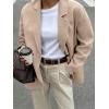 imagechouyatou Womens Business Casual Wool Coat Button Down Suit Top Notch Lapel Dressy Blazer Jacket CoatKhaki