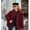 imagechouyatou Womens Business Casual Wool Coat Suit Top Loose Dressy Blazer Jacket Trench Coat with BeltRed