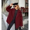 imagechouyatou Womens Business Casual Wool Coat Suit Top Loose Dressy Blazer Jacket Trench Coat with BeltRed