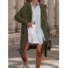 imagechouyatou Womens Cable Knit Hooded Long Cardigans Open Front Slouchy Cardigan Sweater Trench Coat Jacket with PocketsArmy Green