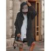 imagechouyatou Womens Cable Knit Hooded Long Cardigans Open Front Slouchy Cardigan Sweater Trench Coat Jacket with PocketsBlack