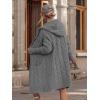 imagechouyatou Womens Cable Knit Hooded Long Cardigans Open Front Slouchy Cardigan Sweater Trench Coat Jacket with PocketsDark Gray