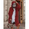 imagechouyatou Womens Cable Knit Hooded Long Cardigans Open Front Slouchy Cardigan Sweater Trench Coat Jacket with PocketsDark Red