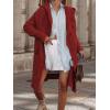 imagechouyatou Womens Cable Knit Hooded Long Cardigans Open Front Slouchy Cardigan Sweater Trench Coat Jacket with PocketsDark Red
