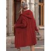 imagechouyatou Womens Cable Knit Hooded Long Cardigans Open Front Slouchy Cardigan Sweater Trench Coat Jacket with PocketsDark Red