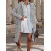 imagechouyatou Womens Cable Knit Hooded Long Cardigans Open Front Slouchy Cardigan Sweater Trench Coat Jacket with PocketsLight Gray