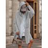 imagechouyatou Womens Cable Knit Hooded Long Cardigans Open Front Slouchy Cardigan Sweater Trench Coat Jacket with PocketsLight Gray