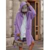 imagechouyatou Womens Cable Knit Hooded Long Cardigans Open Front Slouchy Cardigan Sweater Trench Coat Jacket with PocketsPurple