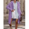 imagechouyatou Womens Cable Knit Hooded Long Cardigans Open Front Slouchy Cardigan Sweater Trench Coat Jacket with PocketsPurple