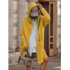 imagechouyatou Womens Cable Knit Hooded Long Cardigans Open Front Slouchy Cardigan Sweater Trench Coat Jacket with PocketsYellow