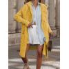 imagechouyatou Womens Cable Knit Hooded Long Cardigans Open Front Slouchy Cardigan Sweater Trench Coat Jacket with PocketsYellow