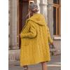 imagechouyatou Womens Cable Knit Hooded Long Cardigans Open Front Slouchy Cardigan Sweater Trench Coat Jacket with PocketsYellow