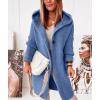 imagechouyatou Womens Casual Hooded Chunky Cardigans Slouchy Oversize Knitted Mid Long Cardigan Sweater Outerwear JacketBlue
