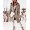 imagechouyatou Womens Casual Hooded Chunky Cardigans Slouchy Oversize Knitted Mid Long Cardigan Sweater Outerwear JacketKhaki