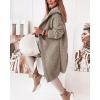 imagechouyatou Womens Casual Hooded Chunky Cardigans Slouchy Oversize Knitted Mid Long Cardigan Sweater Outerwear JacketKhaki