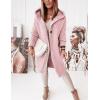 imagechouyatou Womens Casual Hooded Chunky Cardigans Slouchy Oversize Knitted Mid Long Cardigan Sweater Outerwear JacketPink