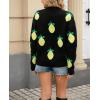 imagechouyatou Womens Cute Lemon Color Block Sweaters Long Sleeve Pullover Sweater Knit Jumper TopsBlack