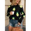 imagechouyatou Womens Cute Lemon Color Block Sweaters Long Sleeve Pullover Sweater Knit Jumper TopsBlack