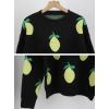 imagechouyatou Womens Cute Lemon Color Block Sweaters Long Sleeve Pullover Sweater Knit Jumper TopsBlack