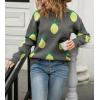 imagechouyatou Womens Cute Lemon Color Block Sweaters Long Sleeve Pullover Sweater Knit Jumper TopsDark Gray