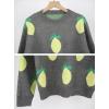 imagechouyatou Womens Cute Lemon Color Block Sweaters Long Sleeve Pullover Sweater Knit Jumper TopsDark Gray