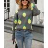 imagechouyatou Womens Cute Lemon Color Block Sweaters Long Sleeve Pullover Sweater Knit Jumper TopsDark Gray