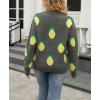 imagechouyatou Womens Cute Lemon Color Block Sweaters Long Sleeve Pullover Sweater Knit Jumper TopsDark Gray