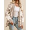 imagechouyatou Womens Fall 2025 Star Fleece Patchwork Cardigan Button Down Jacquard Chunky Knitted Sweater CoatiganKhaki