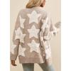 imagechouyatou Womens Fall 2025 Star Fleece Patchwork Cardigan Button Down Jacquard Chunky Knitted Sweater CoatiganKhaki
