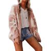 imagechouyatou Womens Fall 2025 Star Fleece Patchwork Cardigan Button Down Jacquard Chunky Knitted Sweater CoatiganPink