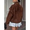 imagechouyatou Womens Fall Boyfriend Faux Suede Leather Jacket Oversized Business Casual Button Down CoatBrown