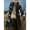 imagechouyatou Womens Fall Cute Star Cardigan Sweater Casual Loose Button Down Preppy Furry Jacquard Knit Cardigan TopsDark Grey