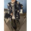 imagechouyatou Womens Fall Cute Star Cardigan Sweater Casual Loose Button Down Preppy Furry Jacquard Knit Cardigan TopsDark Grey