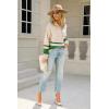 imagechouyatou Womens Fall Slouchy 12 Zip Up Knit Sweater Polo Collared Striped Shirt Sweater Pullover TopGreen