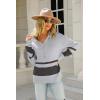 imagechouyatou Womens Fall Slouchy 12 Zip Up Knit Sweater Polo Collared Striped Shirt Sweater Pullover TopGrey