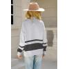 imagechouyatou Womens Fall Slouchy 12 Zip Up Knit Sweater Polo Collared Striped Shirt Sweater Pullover TopGrey