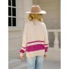 imagechouyatou Womens Fall Slouchy 12 Zip Up Knit Sweater Polo Collared Striped Shirt Sweater Pullover TopPurple