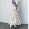 imagechouyatou Womens Lace Crochet Eyelet Dress Patterned Ruffle Flared Elastic Waist Flowy A Line Midi SkirtBeige